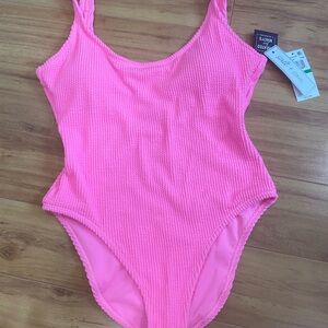 Vibrant Pink Textured One-Piece Swimsuit new with tags